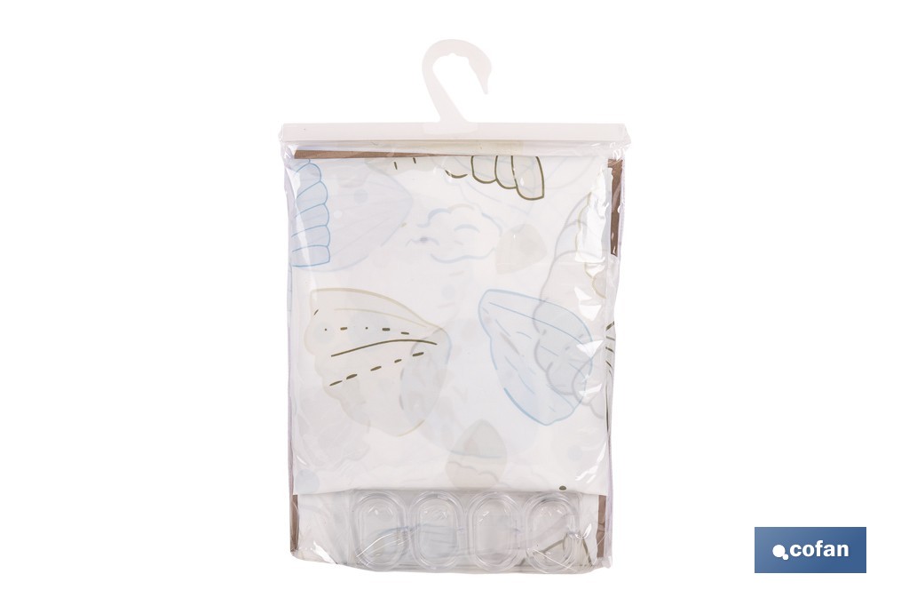 Cortina de baño impermeable con motivos marinos para ducha | Secado rápido, lavable, incluye anillas | Medidas: 220 x 200 cm - Cofan