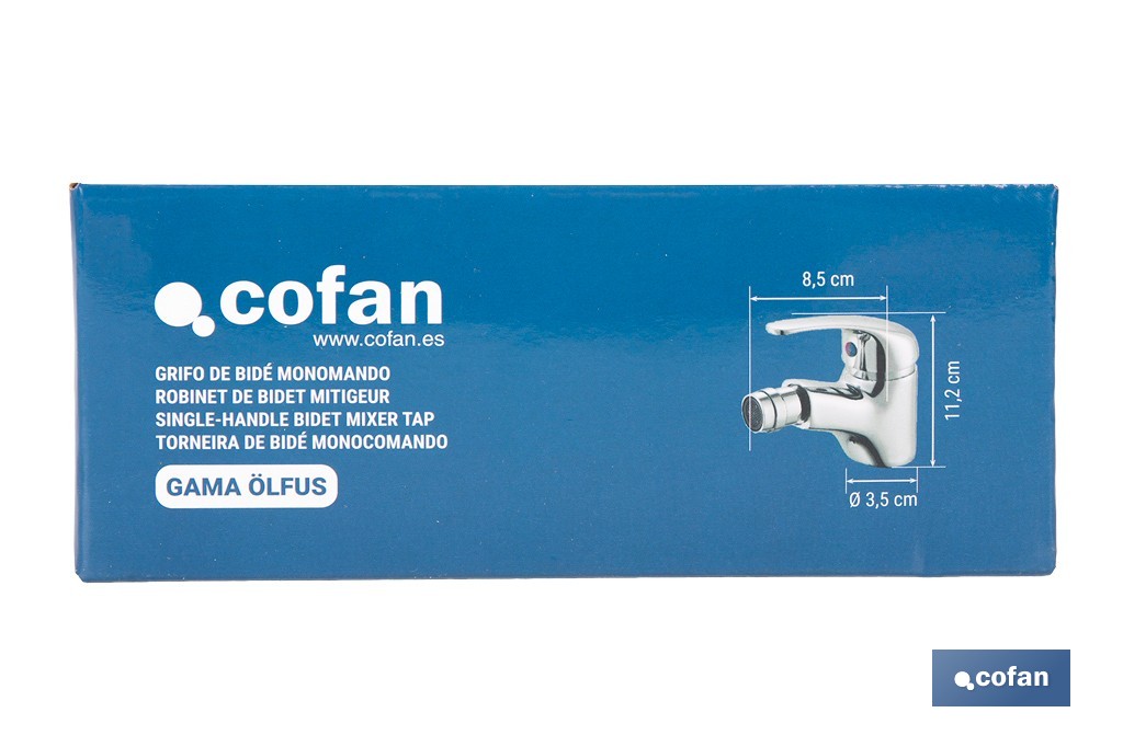 Grifo monomando para bidé con acabado cromado | Incluye latiguillos y cartucho cerámico de 40 mm | Gama Ölfus - Cofan