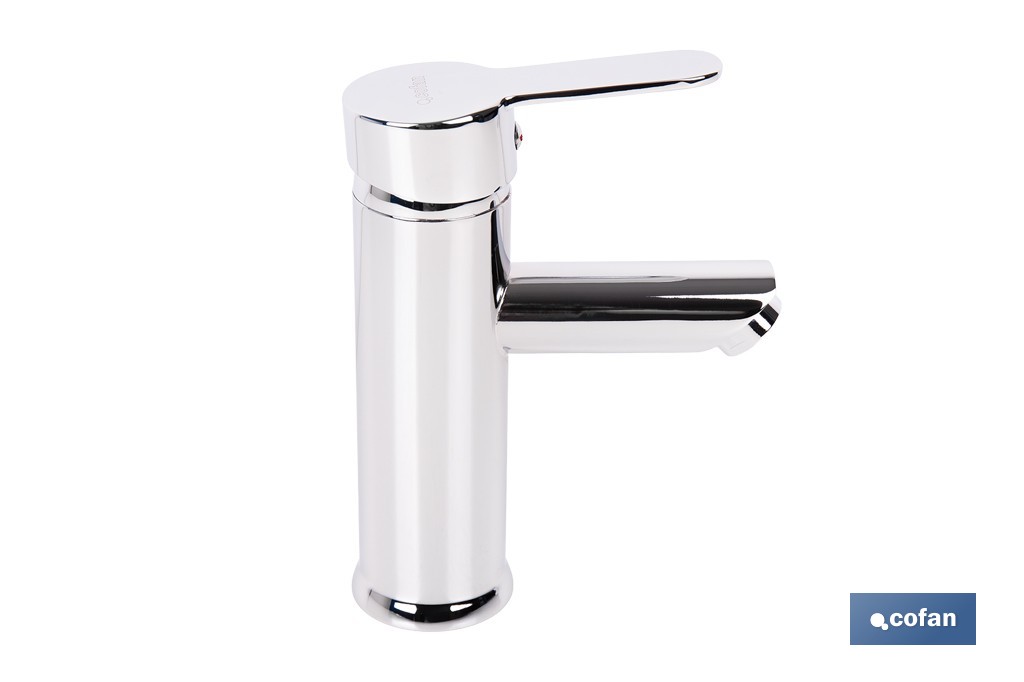 Grifo monomando para lavabo con acabado cromado | Incluye latiguillos de acero inoxidable | Gama Évian - Cofan