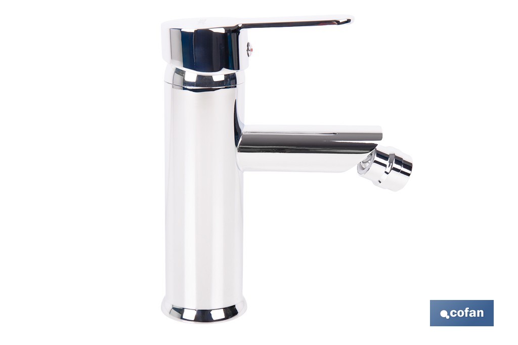 Grifo monomando para bidé con acabado cromado | Incluye latiguillos de acero inoxidable | Gama Évian - Cofan