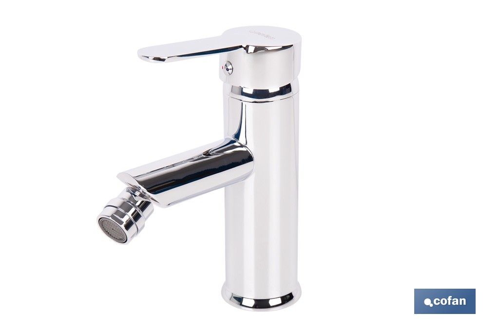 Grifo monomando para bidé con acabado cromado | Incluye latiguillos de acero inoxidable | Gama Évian - Cofan