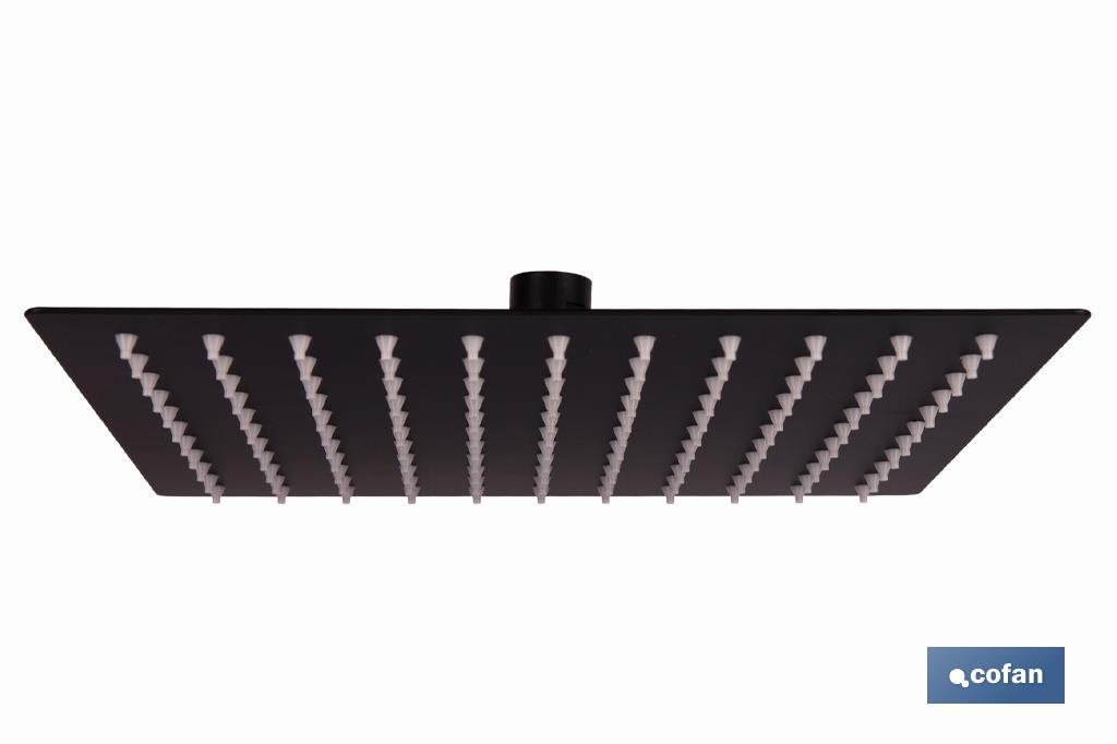 Cabezal de ducha cuadrado orientable | Diseño extrafino | Tecnología antical | Medidas: 24,5 x 24,5 cm | Disponible en acabado negro mate y en acero inoxidable - Cofan
