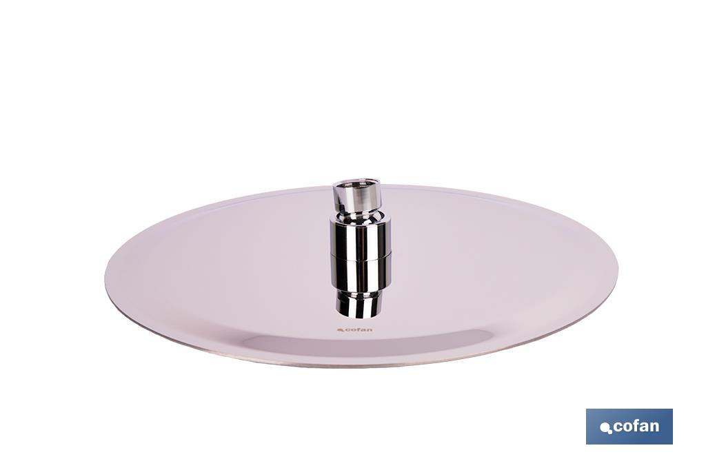 Cabezal de ducha redondo orientable | Diseño extrafino | Tecnología antical | Medidas: Ø24,5 cm | Disponible en acabado negro mate y en acero inoxidable - Cofan