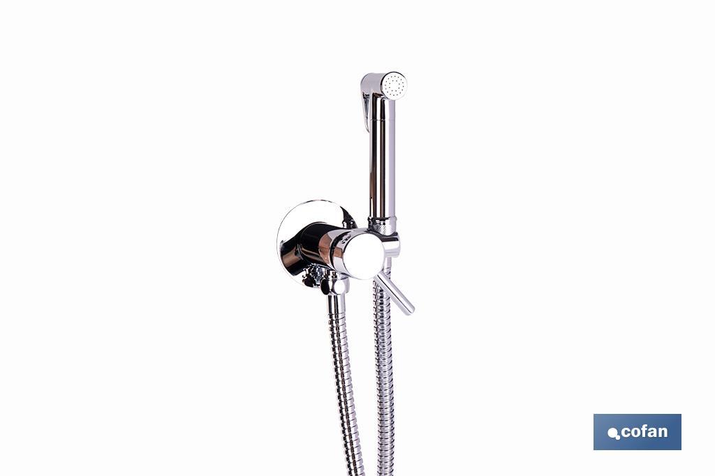 Ducha higiénica para inodoro | Grifo de bidé empotrado | Agua fría y caliente | Manguera incluida | Disponible en acabado negro y cromado - Cofan
