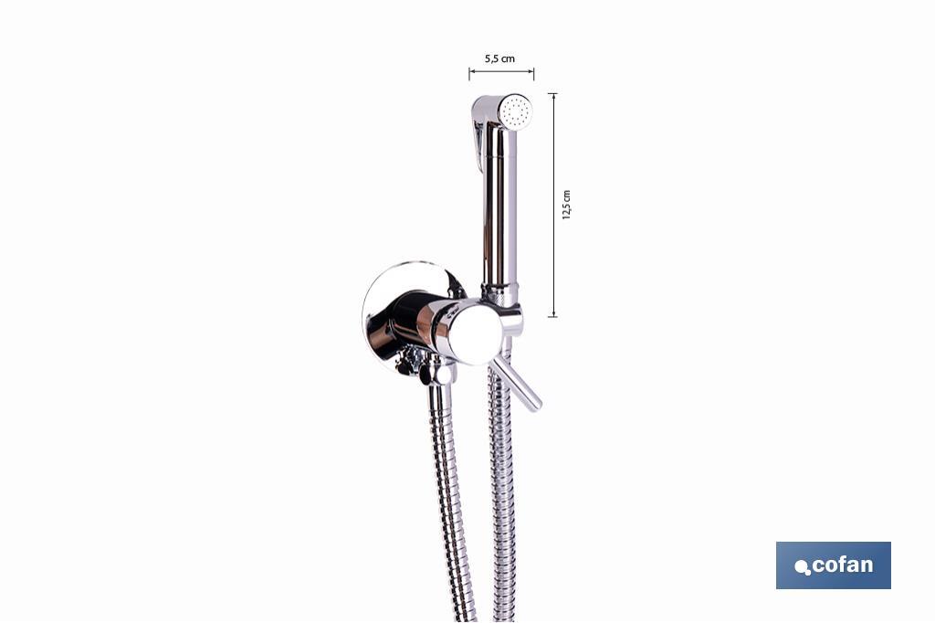 Ducha higiénica para inodoro | Grifo de bidé empotrado | Agua fría y caliente | Manguera incluida | Disponible en acabado negro y cromado - Cofan