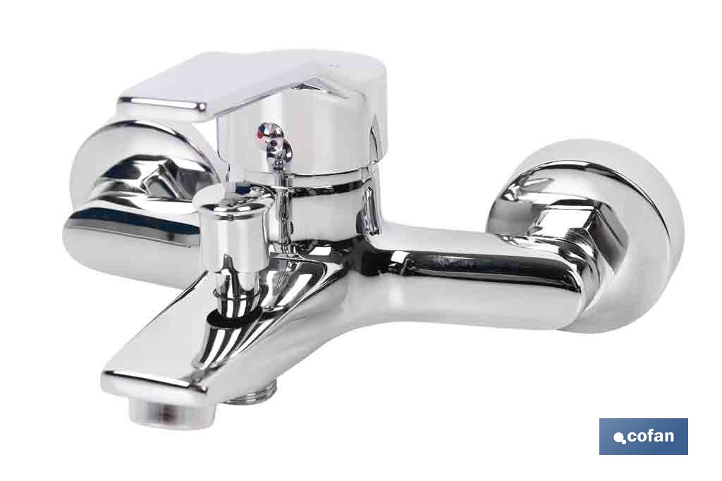 Grifo monomando para bañera con acabado cromado | Incluye excéntricas, embellecedores y cartucho cerámico de 40 mm - Cofan