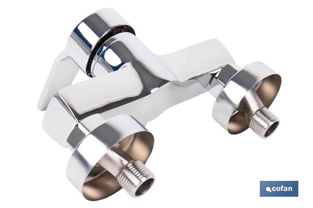 Grifo monomando para bañera con acabado cromado | Incluye excéntricas, embellecedores y cartucho cerámico de 40 mm - Cofan