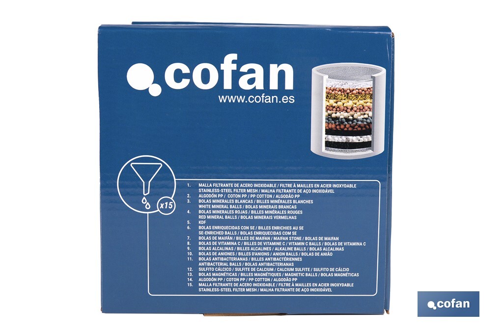 Rociador de ducha de alta presión con acabado en cromado que incluye filtro de 15 etapas | Rotación 360° | Fácil instalación y ahorro de agua - Cofan