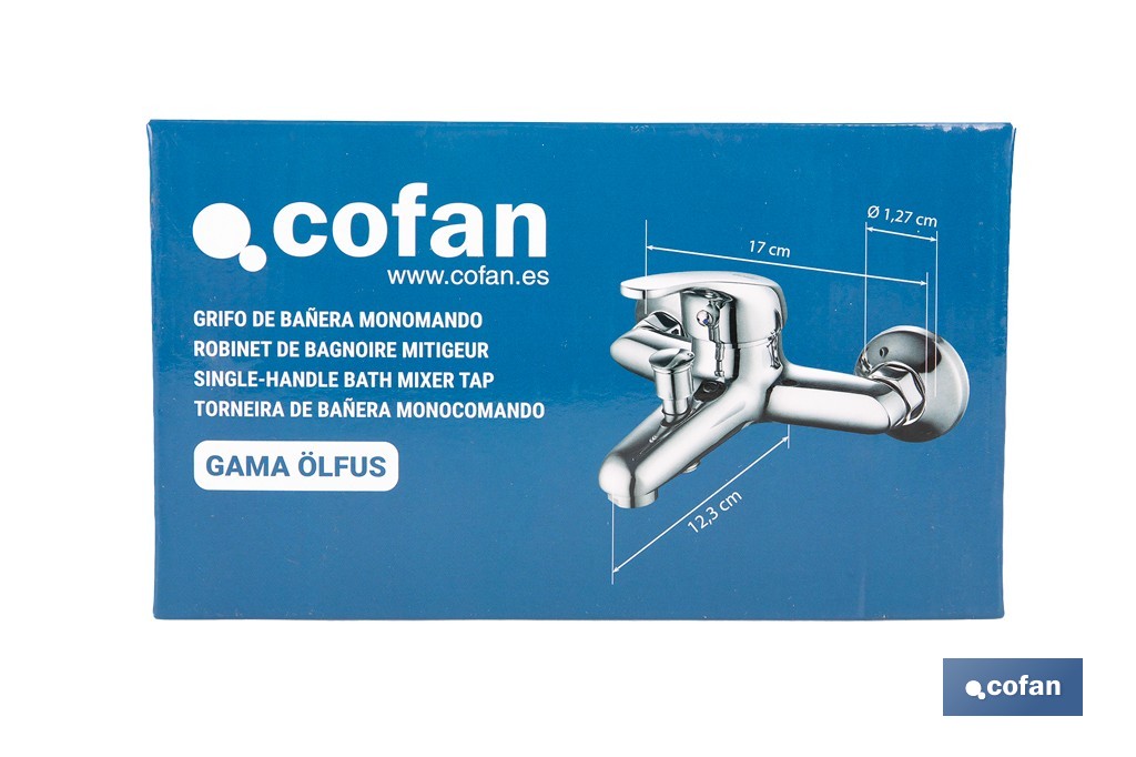 Grifo monomando para bañera con acabado cromado | Incluye cartucho cerámico de 40 mm | Gama Ölfus - Cofan