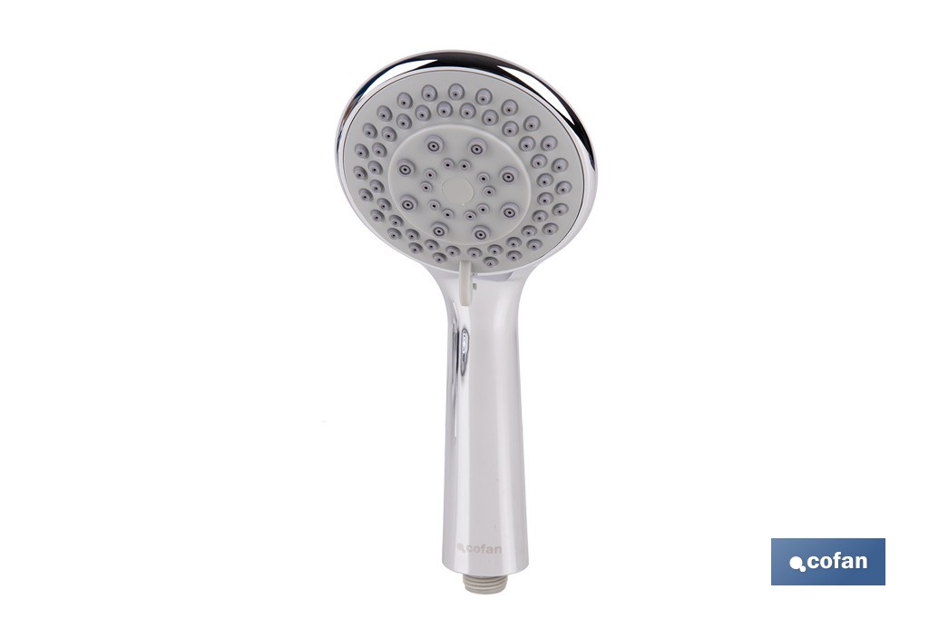 Set de grifo monomando para ducha con acabado cromado, con soporte, flexo mango de ducha, latiguillos y cartucho cerámico de 40 mm | Gama Évian - Cofan
