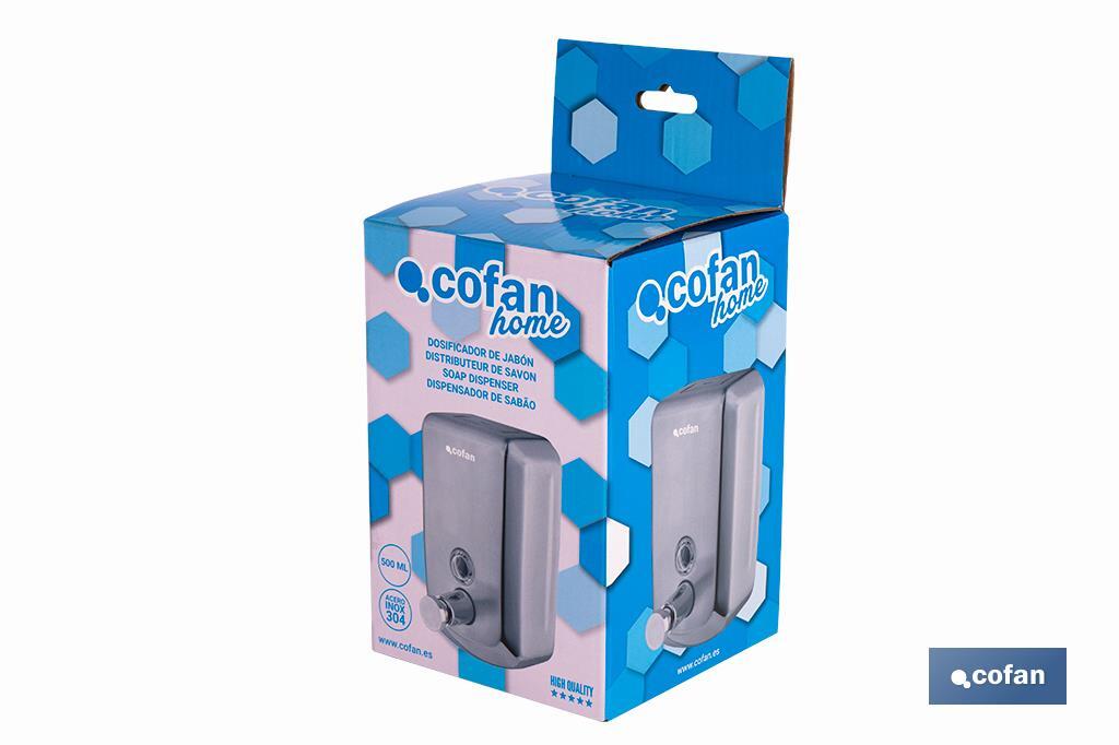 Dosificador de jabón en acero inoxidable 304 | Varias Medidas y Capacidades | Dispensador con ventana de visualización - Cofan