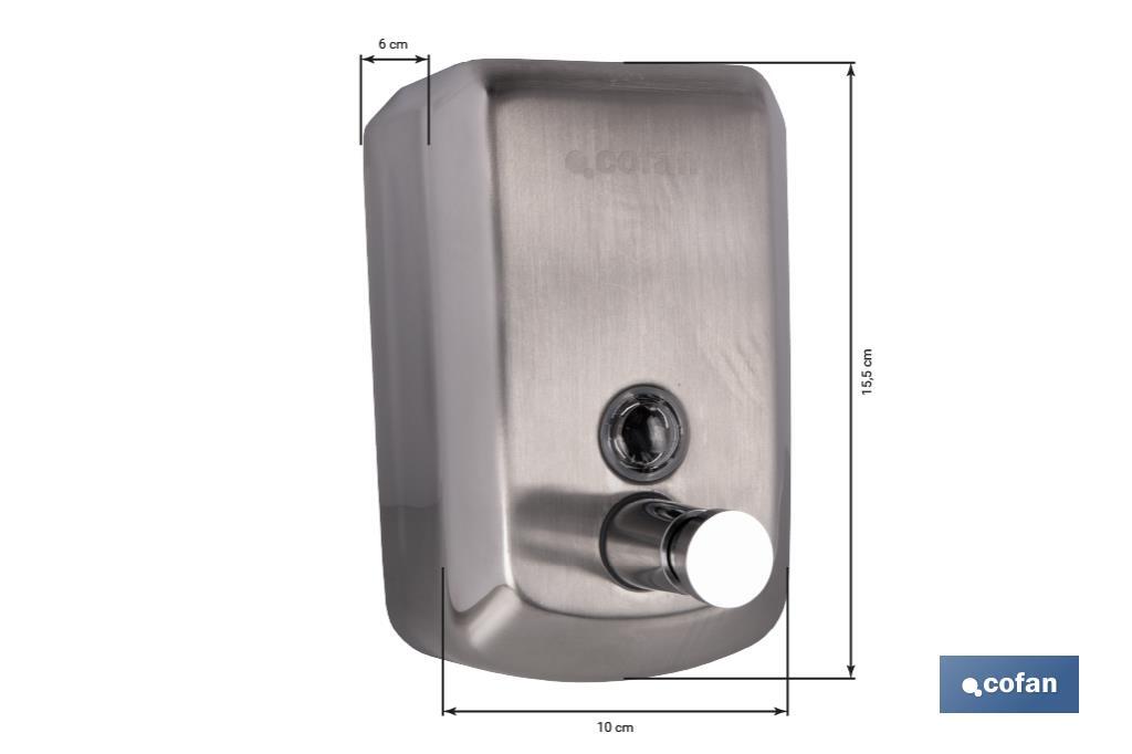 Dosificador de jabón en acero inoxidable 304 | Varias Medidas y Capacidades | Dispensador con ventana de visualización - Cofan