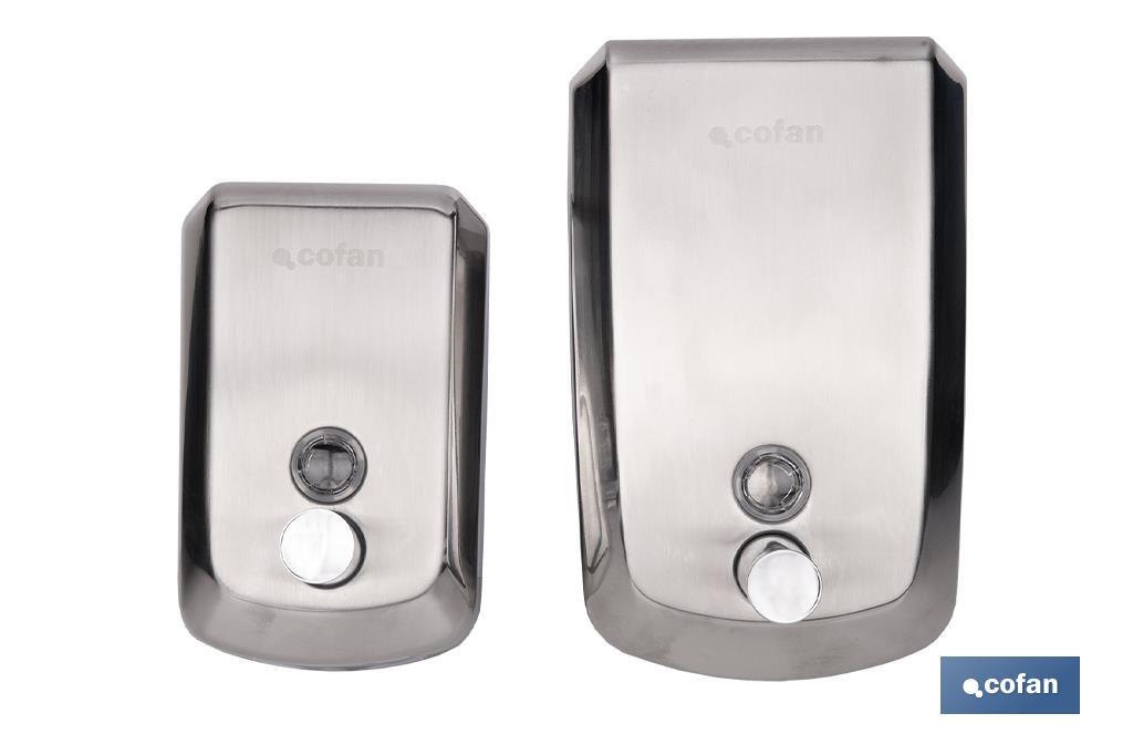 Dosificador de jabón en acero inoxidable 304 | Varias Medidas y Capacidades | Dispensador con ventana de visualización - Cofan
