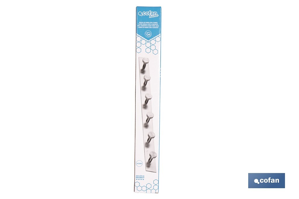 Perchero de pared | Material: acero inoxidable 304 | Acabado: satinado | Disponible con diferentes colgadores - Cofan
