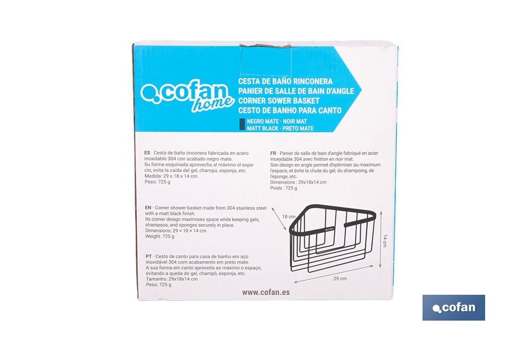  Corner Shower Basket | Corner-Piece | 304 Stainless Steel - Cofan