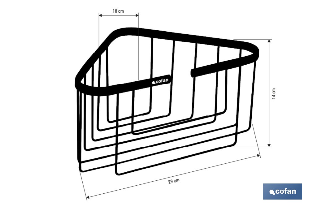  Corner Shower Basket | Corner-Piece | 304 Stainless Steel - Cofan
