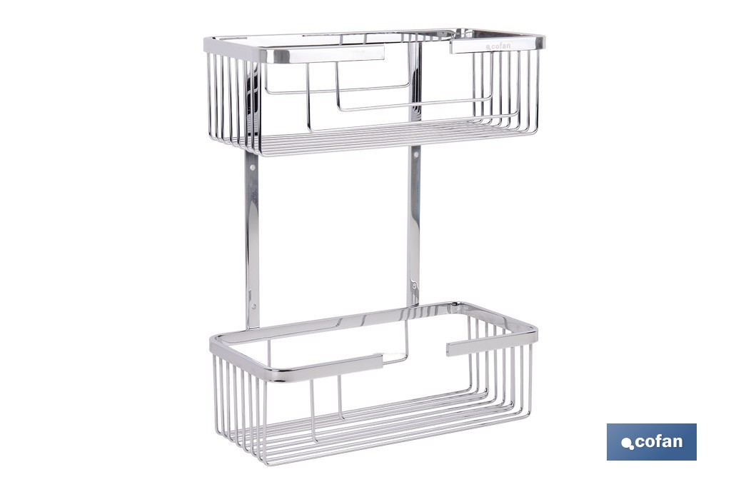 Cesta de ducha doble para baño | Organizador daño con fijación a pared | Disponible en 2 acabados - Cofan
