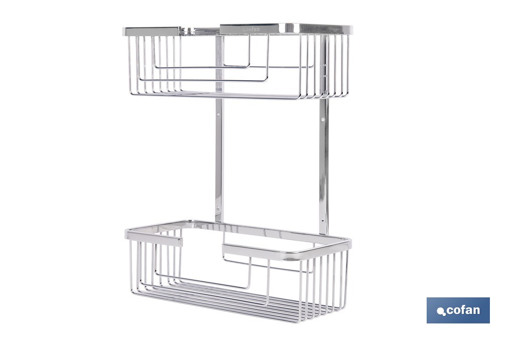 Cesta de ducha doble para baño | Organizador daño con fijación a pared | Disponible en 2 acabados - Cofan