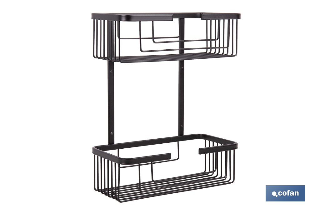 Cesta de ducha doble para baño | Organizador daño con fijación a pared | Disponible en 2 acabados - Cofan