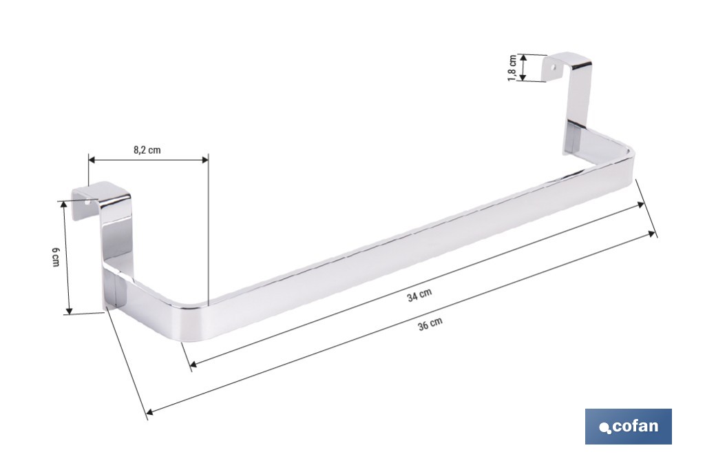 Toallero para mueble de baño con longitud de 36 cm. Dos acabados diferentes. - Cofan