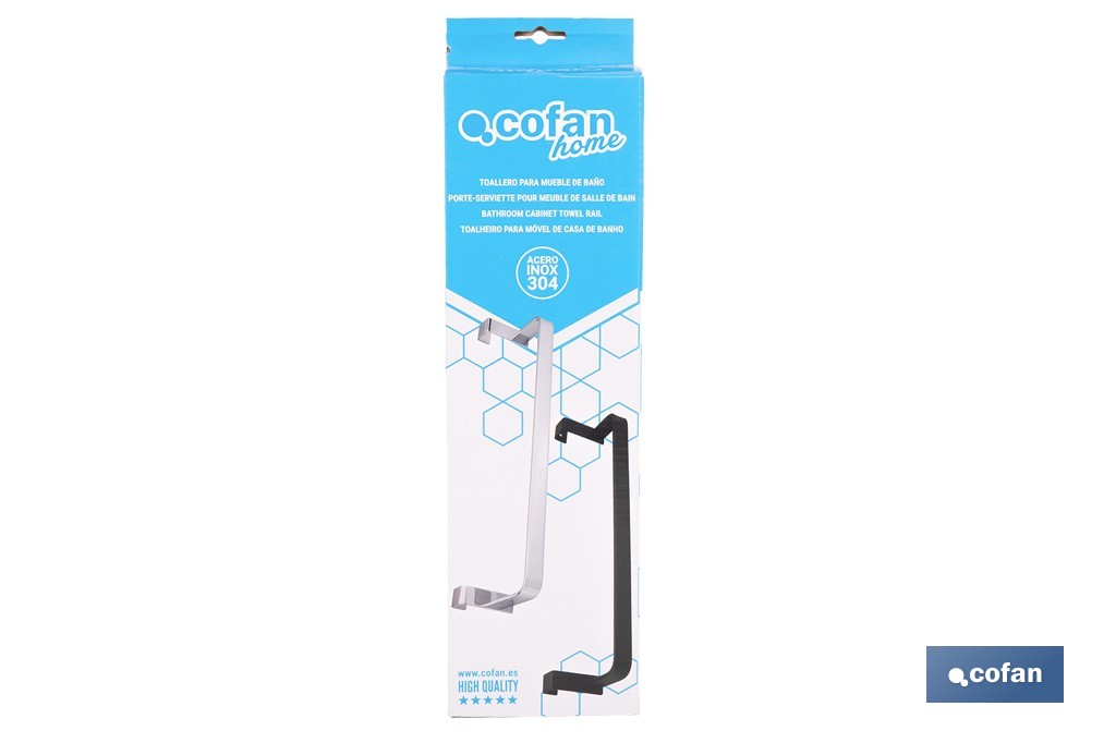 Toallero para mueble de baño con longitud de 36 cm. Dos acabados diferentes. - Cofan