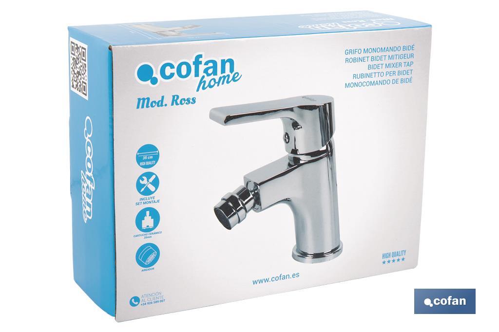 Single-handle bidet tap | Ross Model | Brass | Size: 13 x 11 x 4.5cm - Cofan