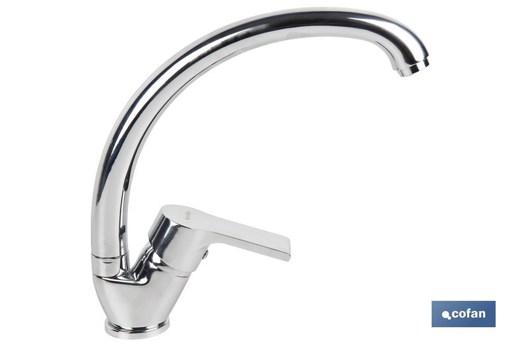 Single-handle sink tap | High C-shaped spout | Ross Model | Brass | Size: 23 x 25 x 4cm - Cofan