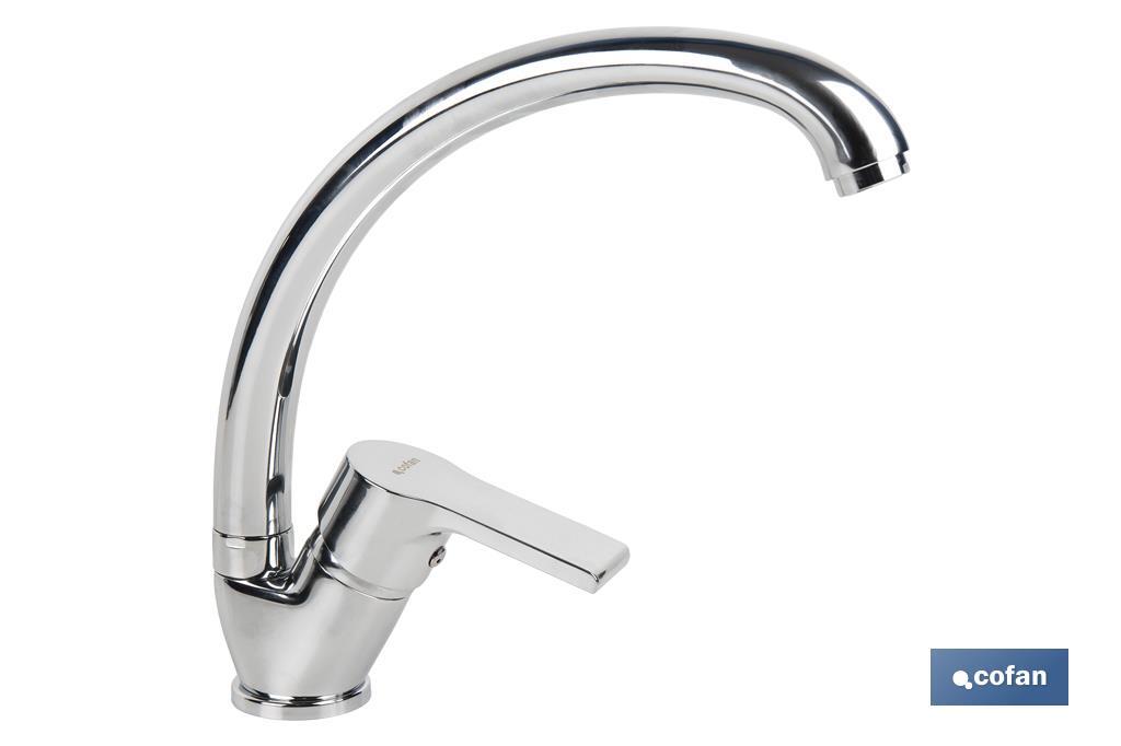 Single-handle sink tap | High C-shaped spout | Ross Model | Brass | Size: 23 x 25 x 4cm - Cofan