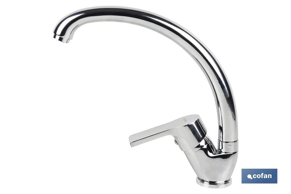 Single-handle sink tap | High C-shaped spout | Ross Model | Brass | Size: 23 x 25 x 4cm - Cofan