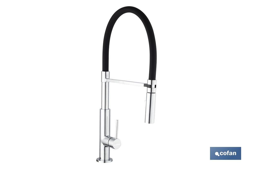 Single-Handle Kitchen Mixer Tap | Flexible Spout | Black | Nyassa Model - Cofan