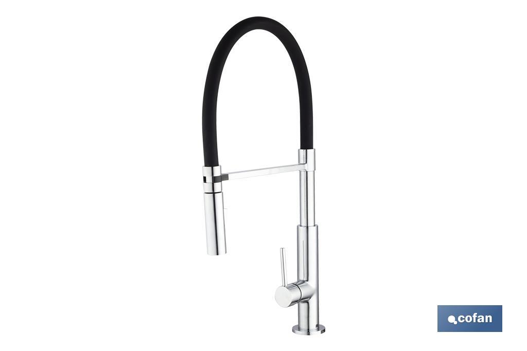 Single-Handle Kitchen Mixer Tap | Flexible Spout | Black | Nyassa Model - Cofan