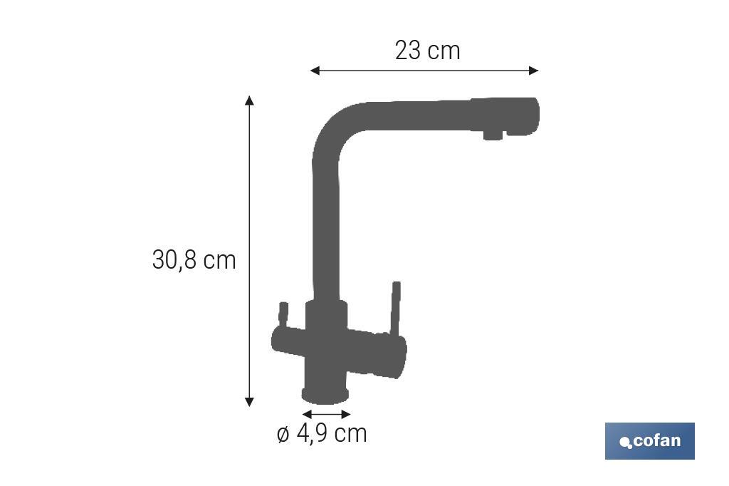 Kitchen Mixer Tap | Single-Handle Tap | 3-Way Filter Tap Adapted to Osmosis System | Brass with chrome finish - Cofan