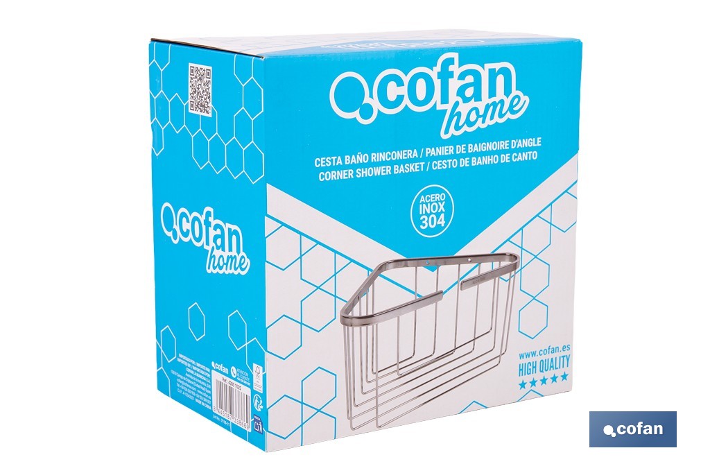  Corner Shower Basket | Corner-Piece | 304 Stainless Steel - Cofan