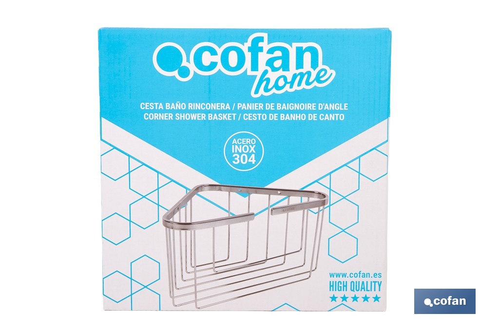  Corner Shower Basket | Corner-Piece | 304 Stainless Steel - Cofan