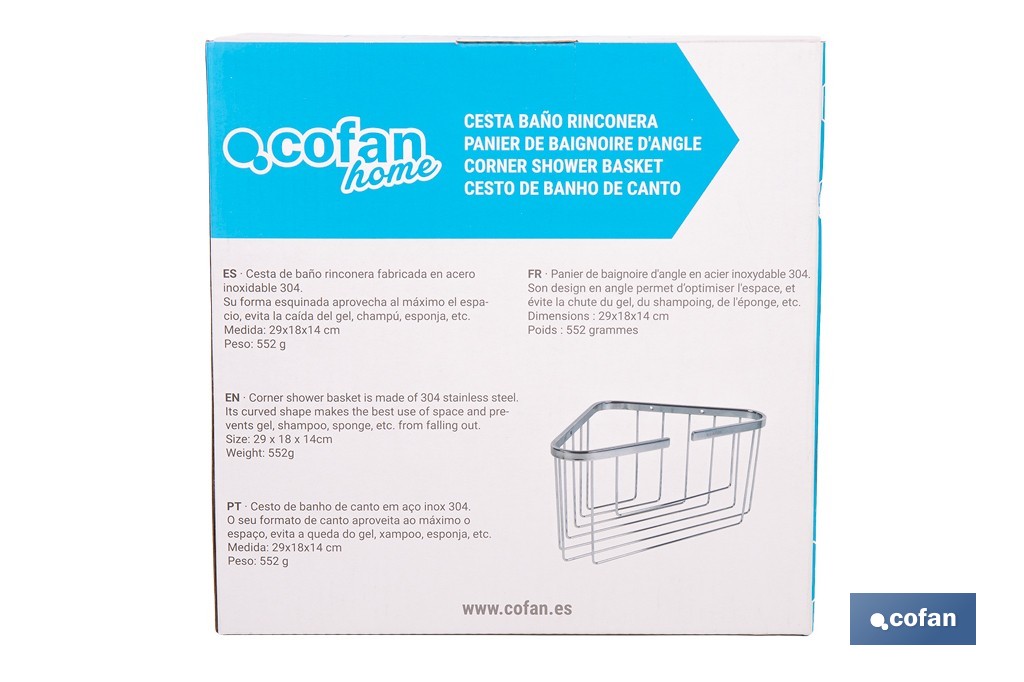  Corner Shower Basket | Corner-Piece | 304 Stainless Steel - Cofan