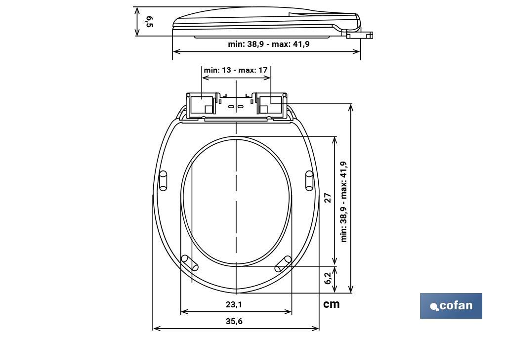 Toilet Seat | Size: 40.4 x 35.6cm | White Polypropylene - Cofan