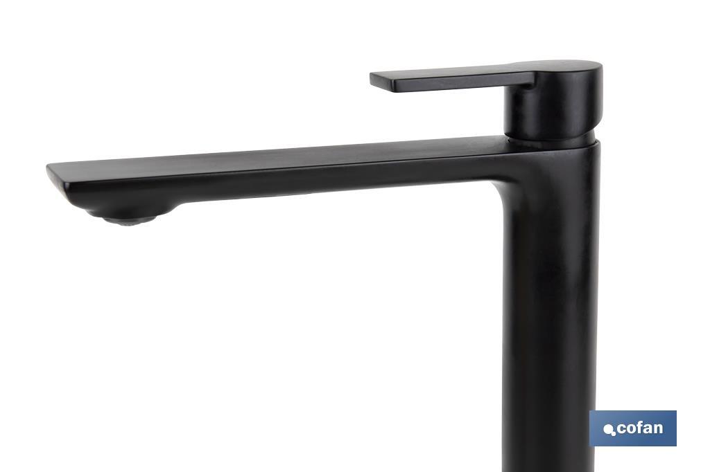 Single-handle tall mixer basin tap | Black bathroom fittings | Cartridge of 25mm - Cofan