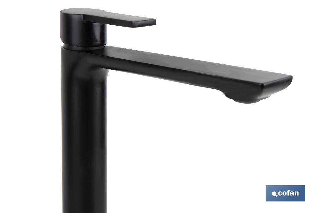 Single-handle tall mixer basin tap | Black bathroom fittings | Cartridge of 25mm - Cofan