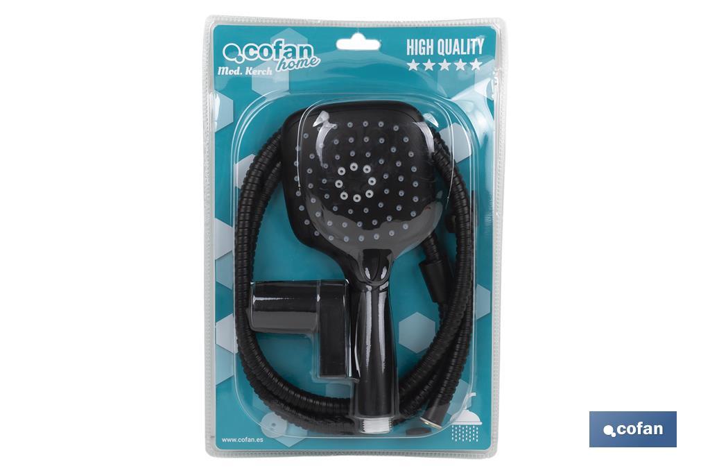 Kit Duche | Torneira Cor Preto | Inclui Chuveiro + Bicha + Suporte - Cofan