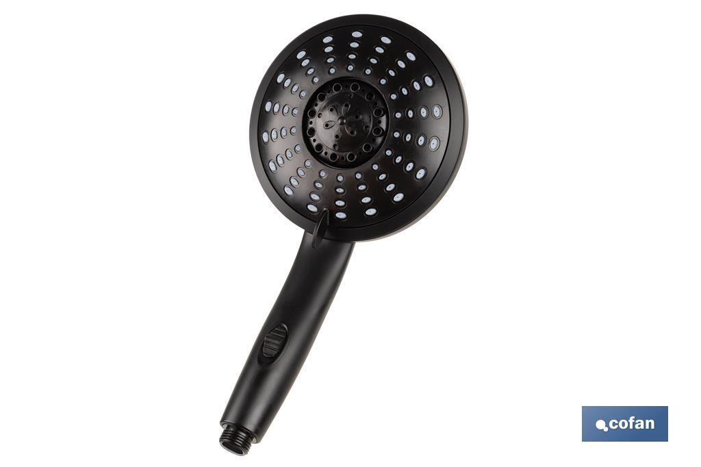 Hand-held shower head | Black bathroom fittings | 5 spray modes - Cofan