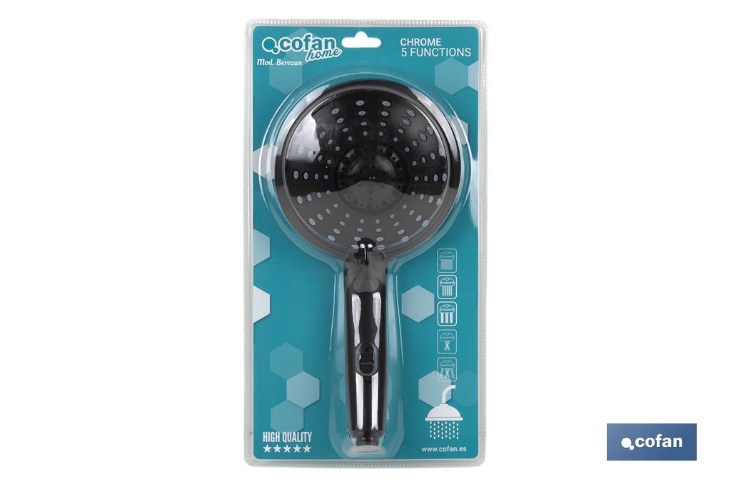 Hand-held shower head | Black bathroom fittings | 5 spray modes - Cofan