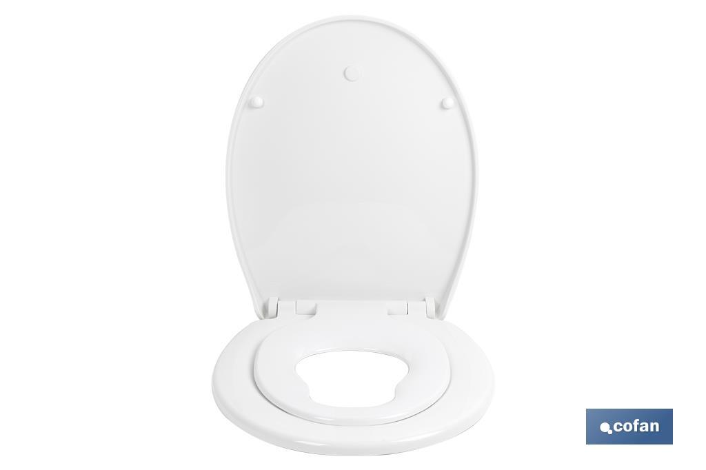 Oval-shaped toilet seat | Material: polypropylene | Soft close and noiseless - Cofan