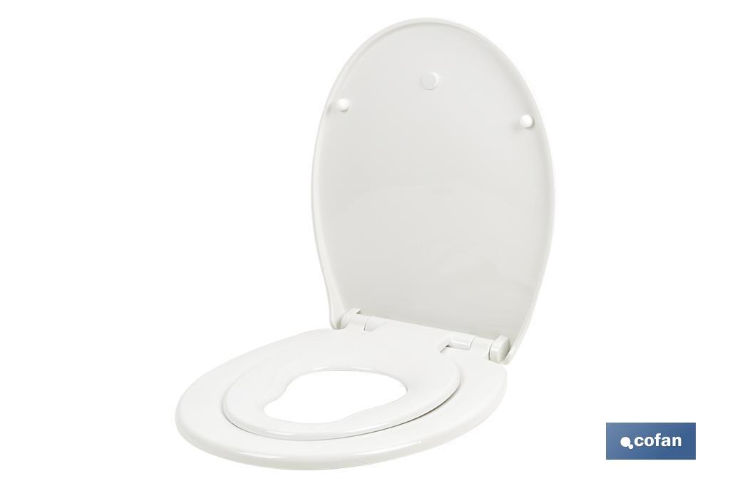 Tapa de WC familiar oval | Material: polipropileno | Cierre lento y silencioso - Cofan