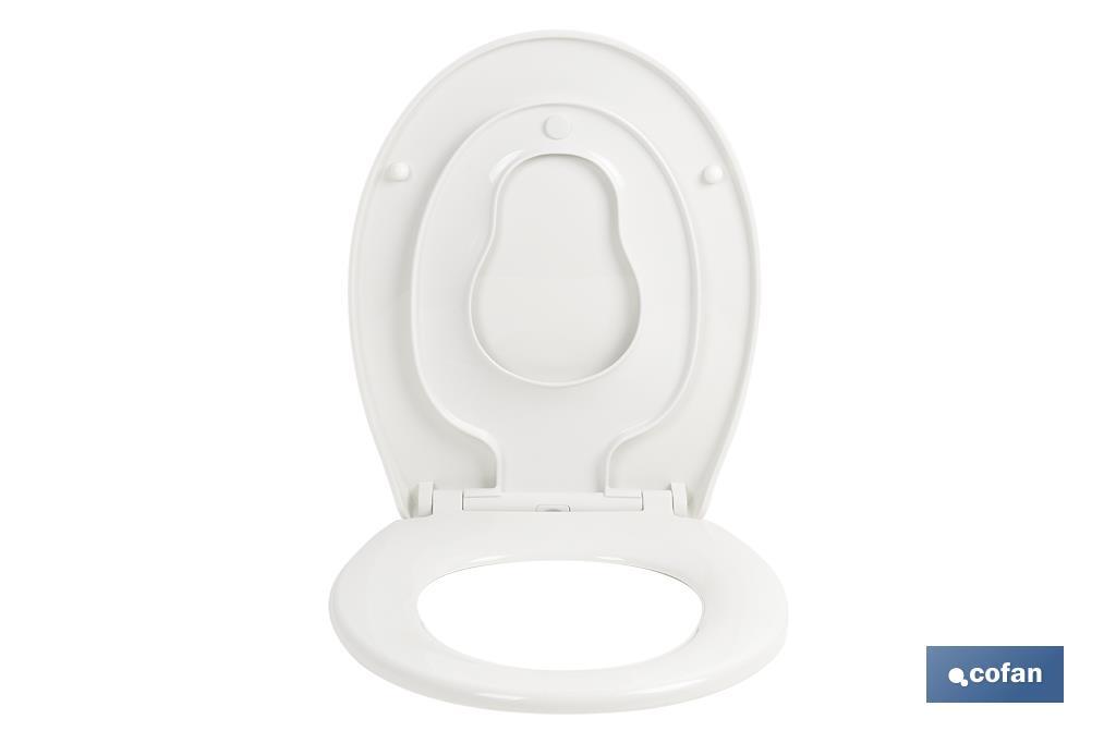 Oval-shaped toilet seat | Material: polypropylene | Soft close and noiseless - Cofan