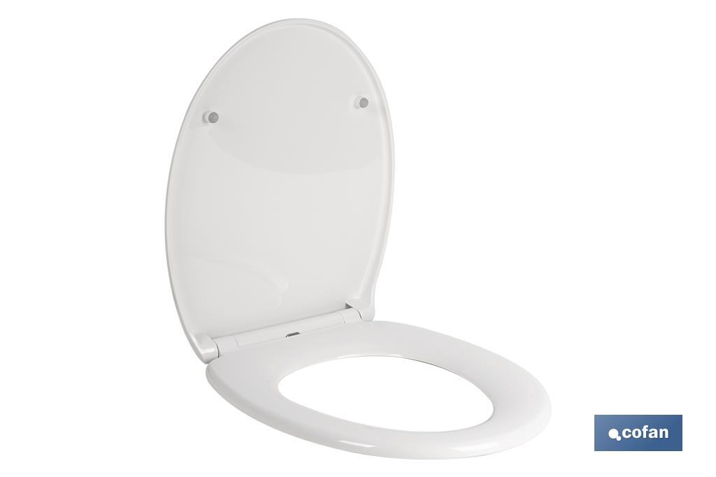 Tampa de wc | Com botão de liberação rápida | forma oval | Material: polipropileno | Fecho lento e silencioso - Cofan