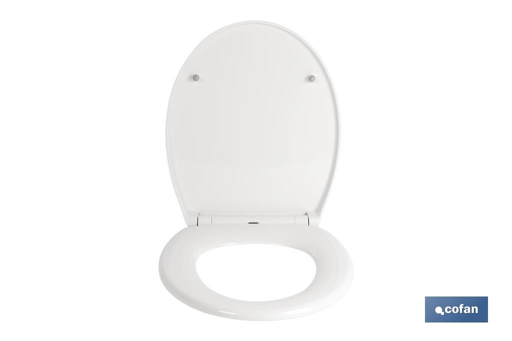 Tapa de WC | Con botón de liberación rápida | Forma oval | Material: polipropileno | Cierre lento y silencioso - Cofan