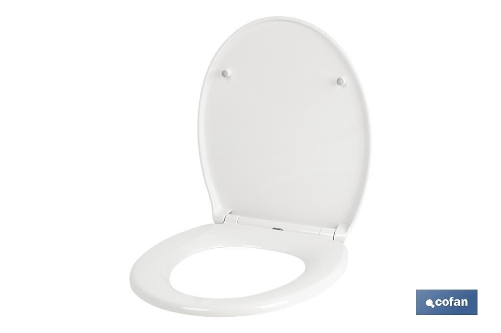 Tampa de wc | Com botão de liberação rápida | forma oval | Material: polipropileno | Fecho lento e silencioso - Cofan