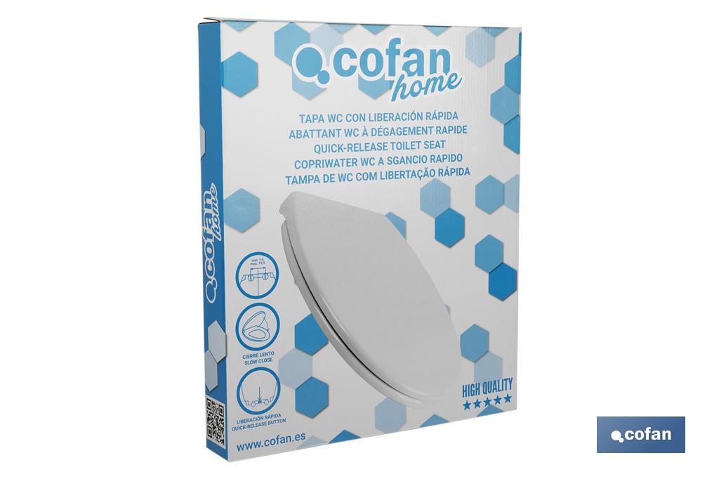 Toilet seat | With quick release button | Oval shape | Material: polypropylene | Soft and noiseless close - Cofan