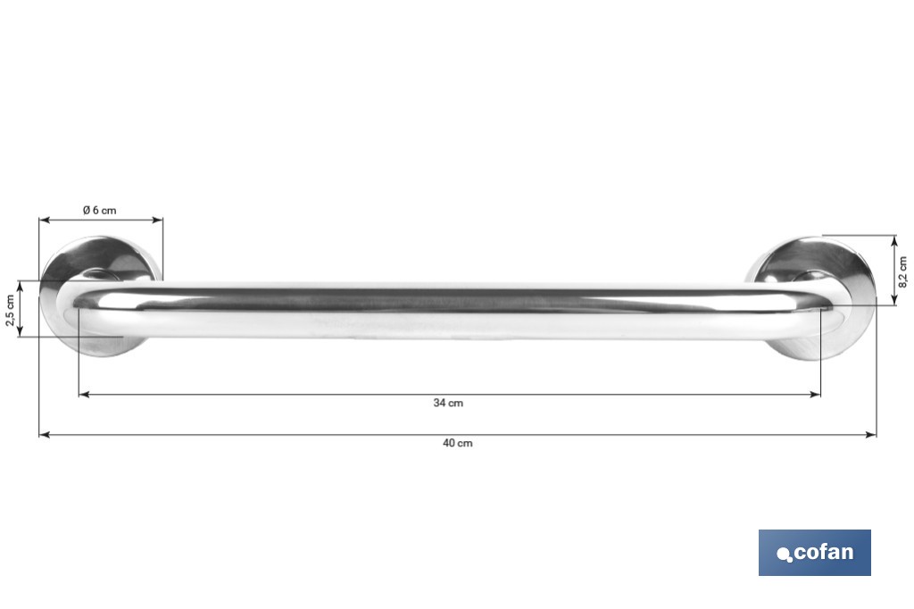 Barra de Apoyo Recta | Material: Acero Inoxidable 304 | Diferentes Medidas - Cofan