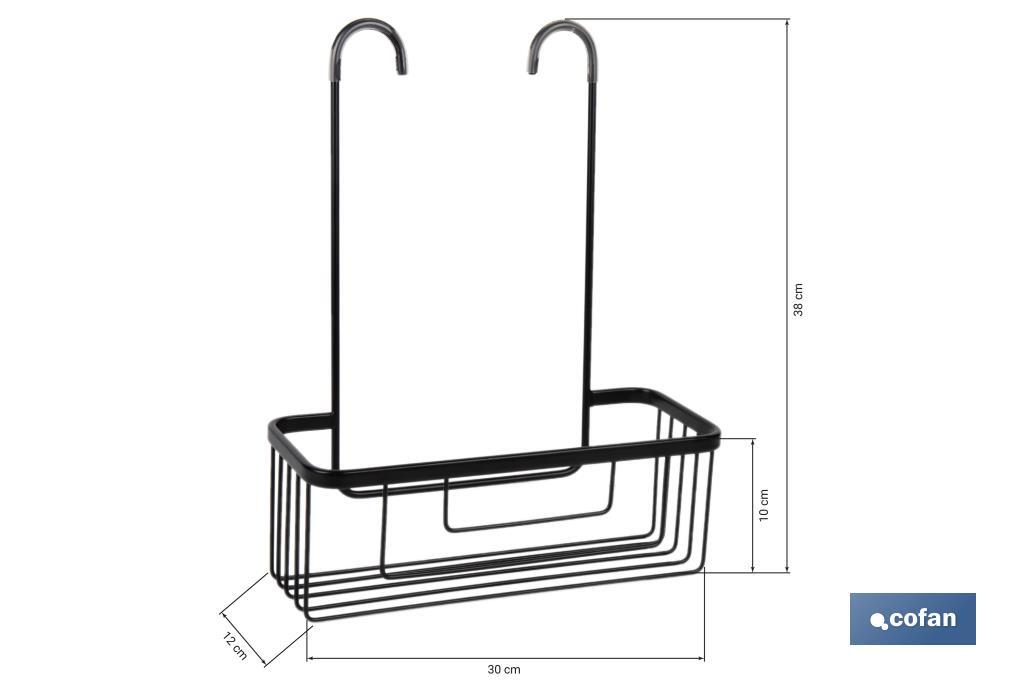 Cesto de Ducha | Estante en Color Negro Mate | Sin Taladro | Medidas: 30 x 12 x 10 cm y Altura 38 cm - Cofan